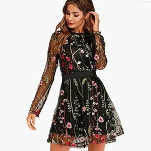 Floral, belted waist dress